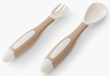 Набор столовых приборов Happy Baby ложка и вилка 15071 cream & light brown