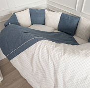 Комплект в детскую кроватку Lappetti Organic baby cotton для овальной и прямоугольной кроватки 6 предметов. джинсовый