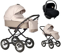 Детская коляска Indigo Barbara 21 Classic 3 в 1 с автокреслом Avionaut Cosmo Ba08 бежевый