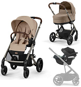 Коляска Cybex Balios S Lux TPE 2025 Aton B2 i-Size Volcano Black 3 в 1 Almond Beige
