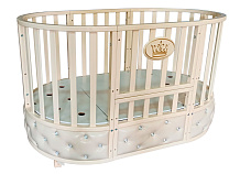 Детская кроватка ByTwinz Lana 4 6 в 1 с маятником и колесами слоновая кость