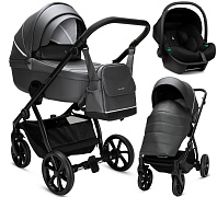 Детская коляска Noordi Fjordi Leather V2 3 в 1 с автокреслом Terra Black 1462819 Shadow Grey