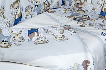 Комплект постельного белья Lappetti Мишкины игрушки 3 предмета серый