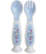 Набор Uviton Ложечка и вилочка на присоске 0209 голубой