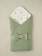 Конверт-одеяло на выписку с лентой весна-осень Little Star 3134 бант, серо-зеленый