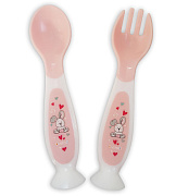 Набор Uviton Ложечка и вилочка на присоске 0209 розовый