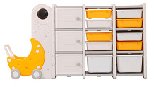 Стеллаж для игрушек UNIX Kids Moon 13 (3 полки + 10 ящиков) желтый/белый