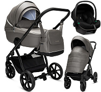Детская коляска Noordi Fjordi Leather V2 3 в 1 с автокреслом Terra Black 1462803 Stone Grey