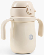 Термопоильник-непроливайка Happy baby с трубочкой и ручками, 300 мл 14017 cream