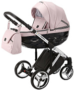 Детская коляска Adamex Chantal Special Edition Deluxe 3 в 1 C107 (СВ.РОЗ.ПЕРЛ.КОЖА ХРОМ.РАМА)