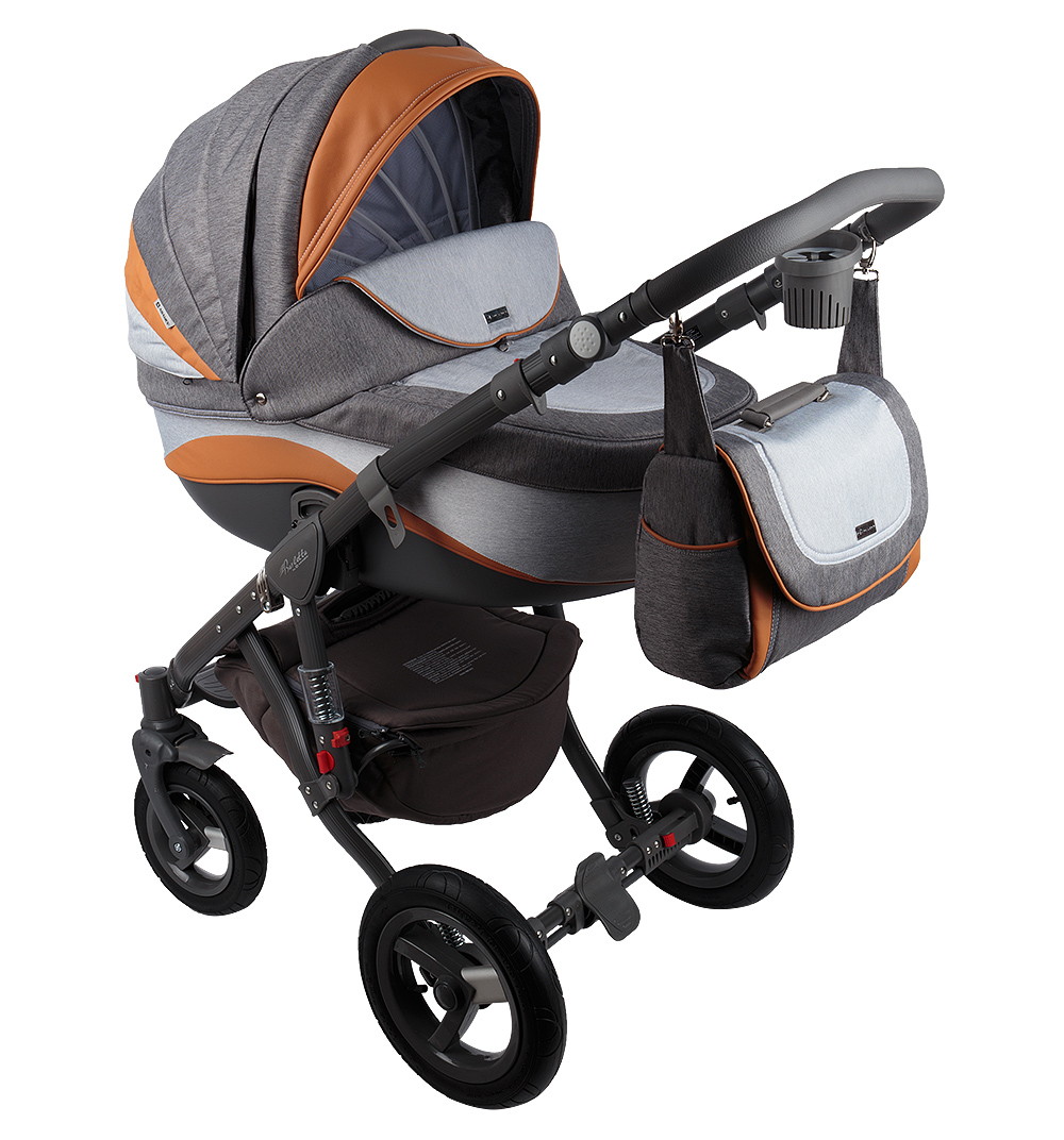 Детская коляска Adamex Barletta New 2 в 1 B-01 (серый+св.серый+оранжевый)