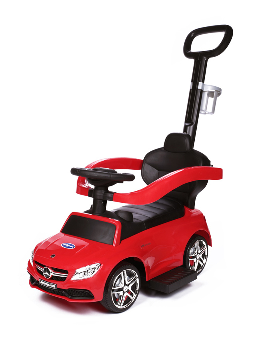 Детская каталка Baby Care Mercedes-Benz AMG C63 Coupe (кожаное сид-е, рез-е  колёса) New Красный