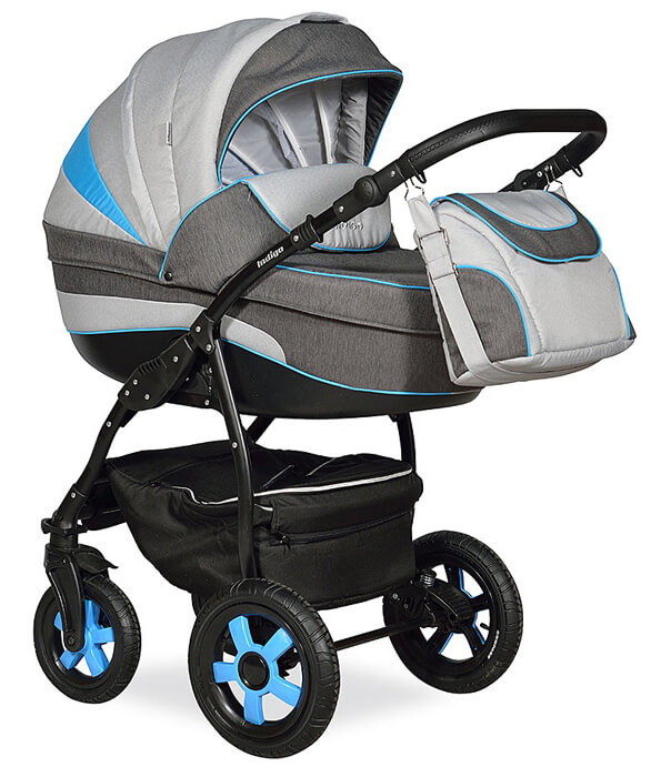 Детская коляска Indigo INDIGO F 3 в 1 41 св.серый+т.серый+голубой