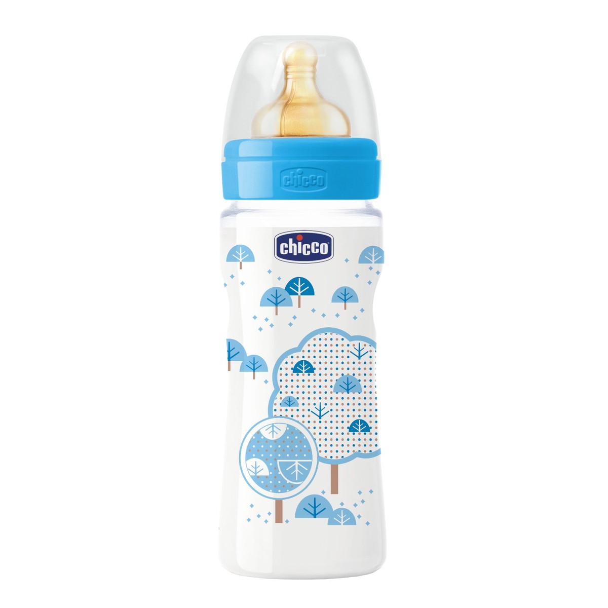 Детская бутылочка Chicco Wellbeing Boy пластик, лат. соска, для каш 4+, 330  мл