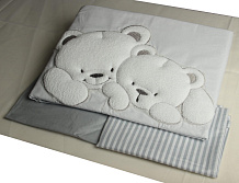 Комплект постельного белья Lepre Sweet Bears 125х65 см 3 предмета 21 серый в полоску