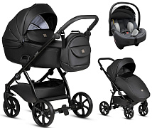 Детская коляска Tutis Uno 5 Plus Leather collection 3 в 1 с автокреслом Elo Lux EduSky Grey 1402699 Jet Black