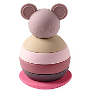 Игрушка-пирамидка Nattou силиконовая Мышка pink 875356