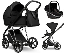 Детская коляска Roan Sol Vintage Luxury 2.0 3 в 1 с автокреслом Tutis Elo Black VIN 05/CB Caviar Black/Nickel/руч.Black