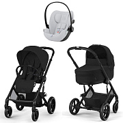 Коляска Cybex Balios S Lux BLK 2025 Cloud G i-Size Fog Grey 3 в 1 Moon Black с дождевиками
