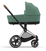 Коляска для новорожденных Cybex Priam IV Chrome Brown Leaf Green