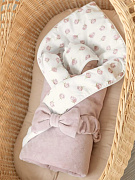 Конверт на выписку НаследникЪ Выжанова плед с поясом 95х95 см 01031 пудра