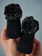 Носочки трикотажные с принтом Little Star Розочки, черный, 9 см 1