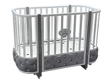 Детская кроватка Антел Esenia 2 (маятник поперечный, с мягкой вставкой) серый-белый велюр
