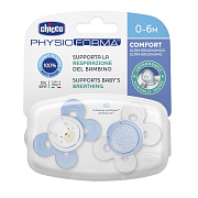 Пустышка Chicco Physio Comfort силиконовая, 0-6 м, 2 шт голубой