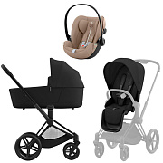 Коляска Cybex Priam IV Matt Black complete и автокресло Cloud G i-Size Almond Beige Plus 3 в 1 Sepia Black