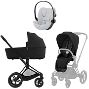 Коляска Cybex Priam IV Matt Black complete и автокресло Cloud G i-Size Fog Grey 3 в 1 Sepia Black