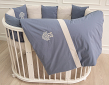 Комплект в детскую кроватку Lappetti Organic baby cotton для овальной и прямоугольной кроватки 6 предметов 6116 синий